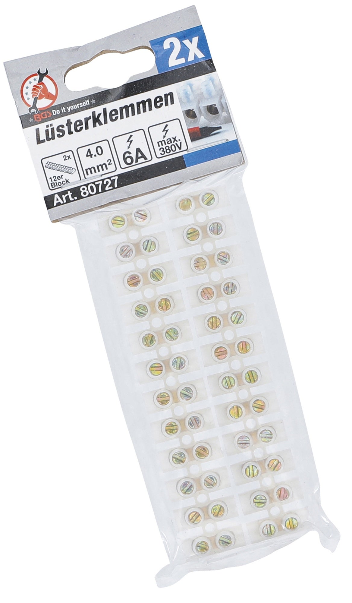BGS DIY 80727 Lüsterklemmen 4,0mm² 6 Ampere 2 Stück 12er Block