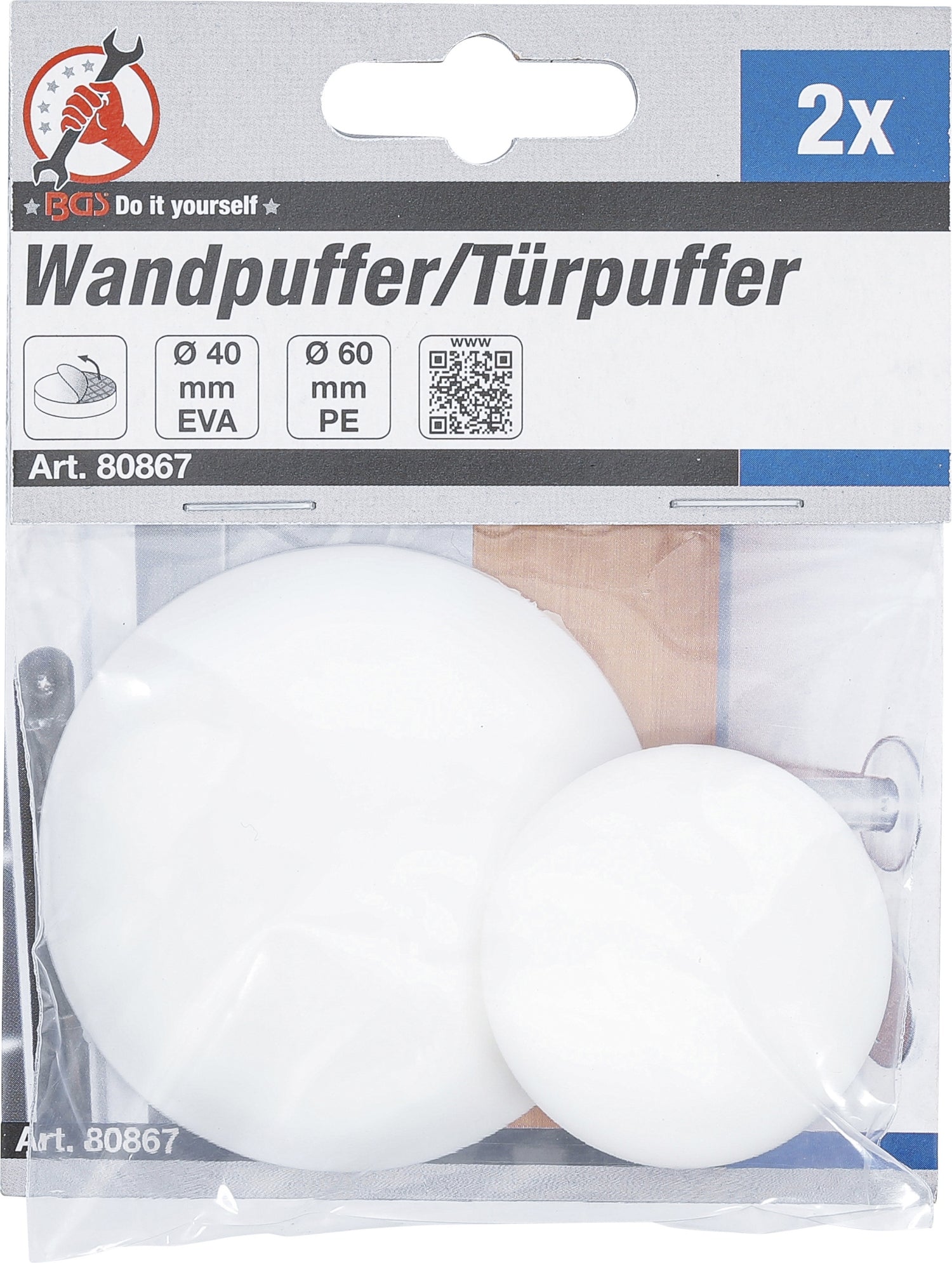 BGS DIY 80867 Satz Wandpuffer Türpuffer Ø 40mm & 60mm 2 teilig