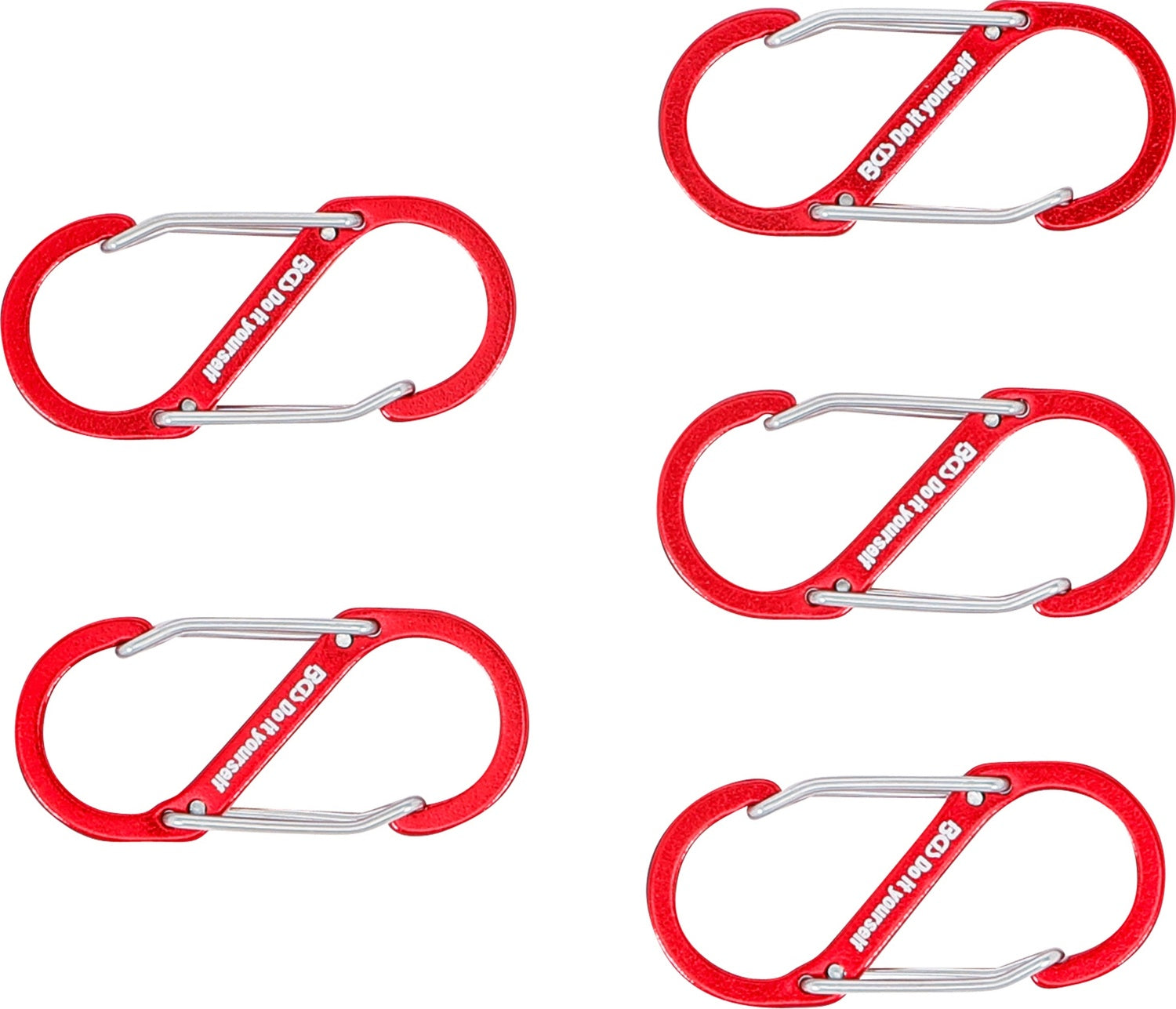 BGS DIY 85785 Sortiment Karabinerhaken mit Doppelöffnung Aluminium 5 teilig