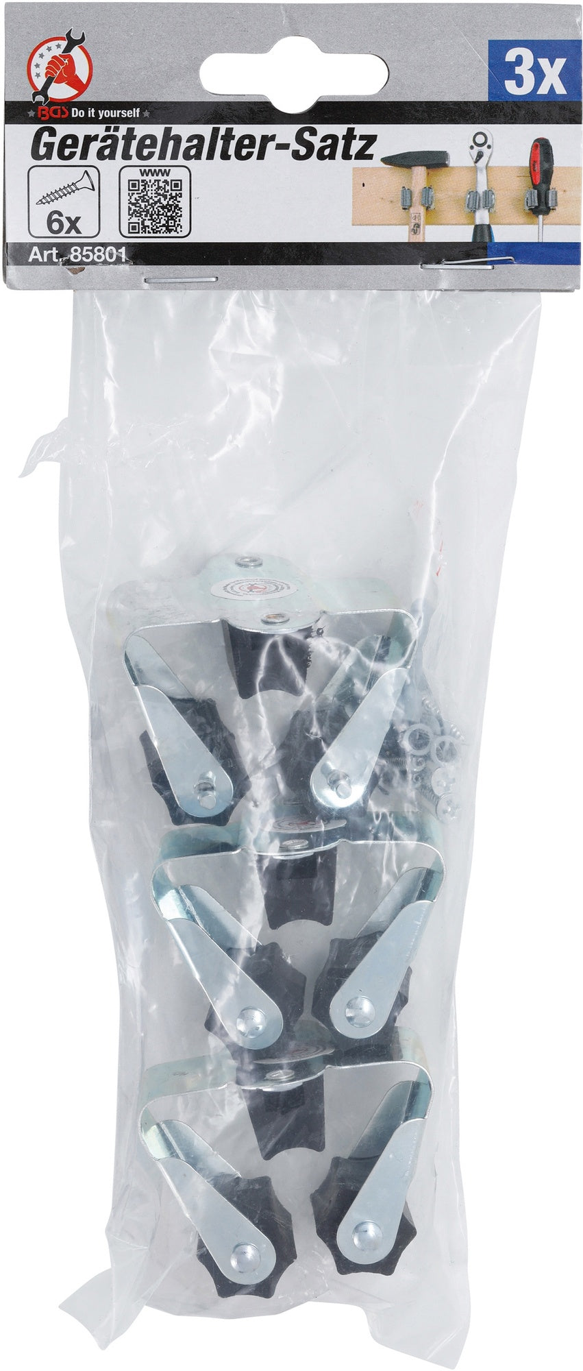 BGS DIY 85801 Satz Gerätehalter mit Befestigungsschrauben 3 teilig