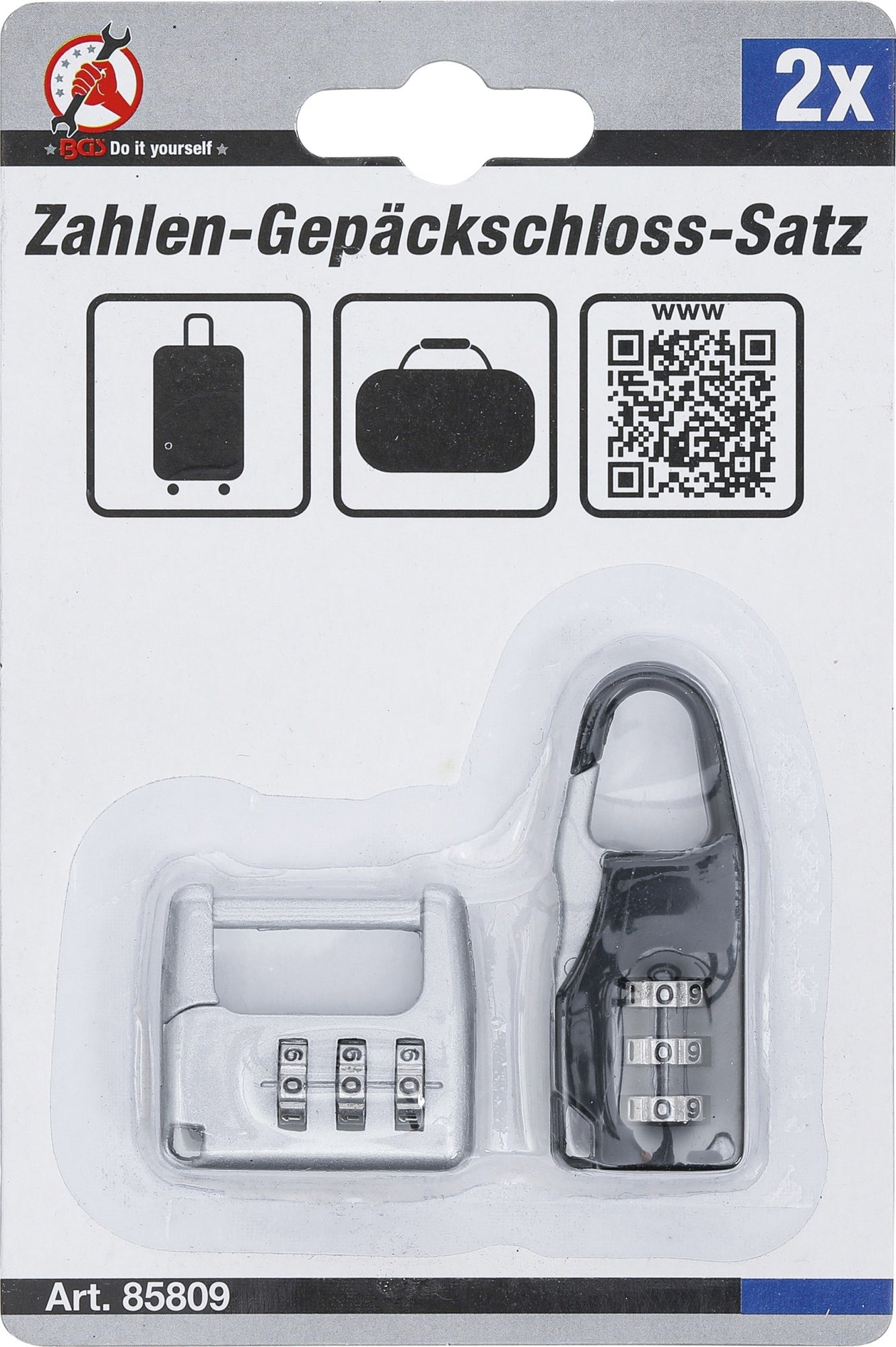 BGS DIY 85809 Satz Zahlen Gepäckschlösser 2 teilig