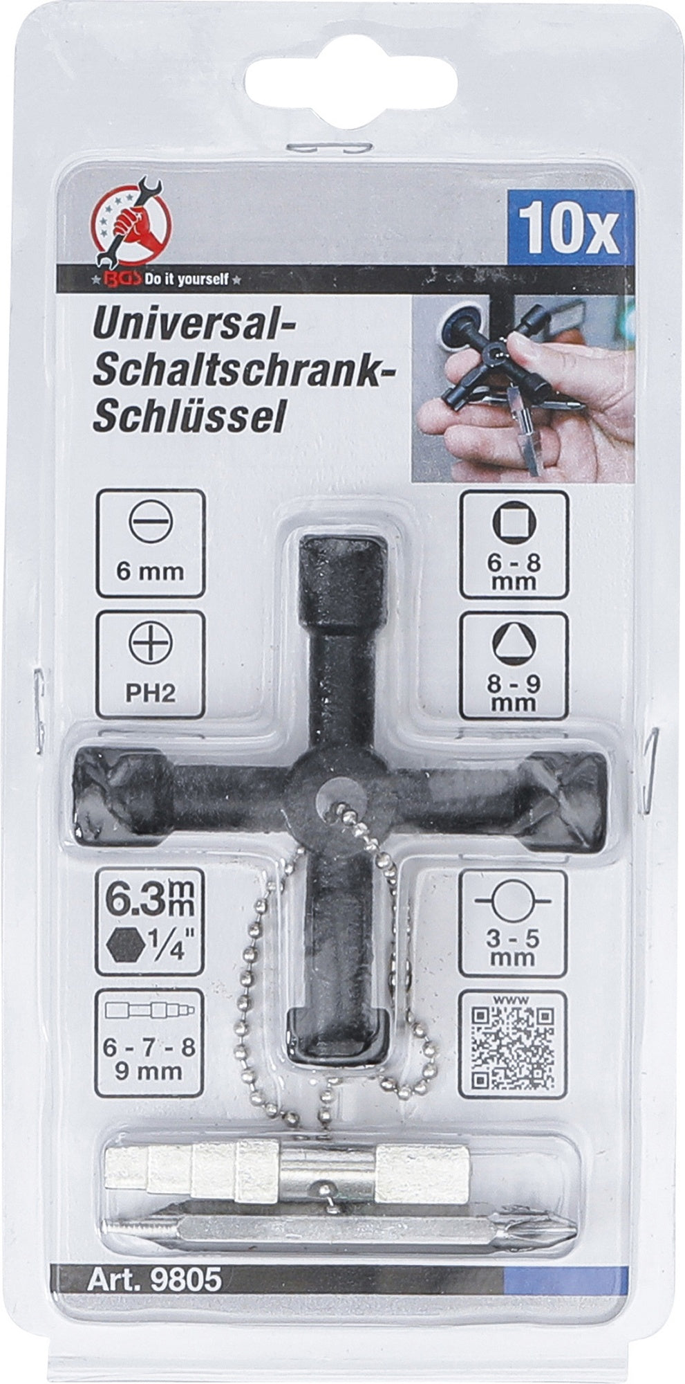 BGS DIY 9805 Universal Schlüssel für Schaltschränke Schaltanlagen