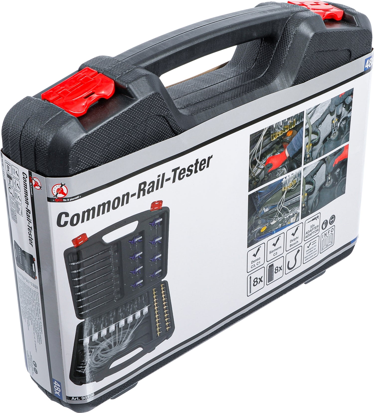 BGS DIY 98106 Tester für Common-Rail-Motoren inklusive 32 Adaptern