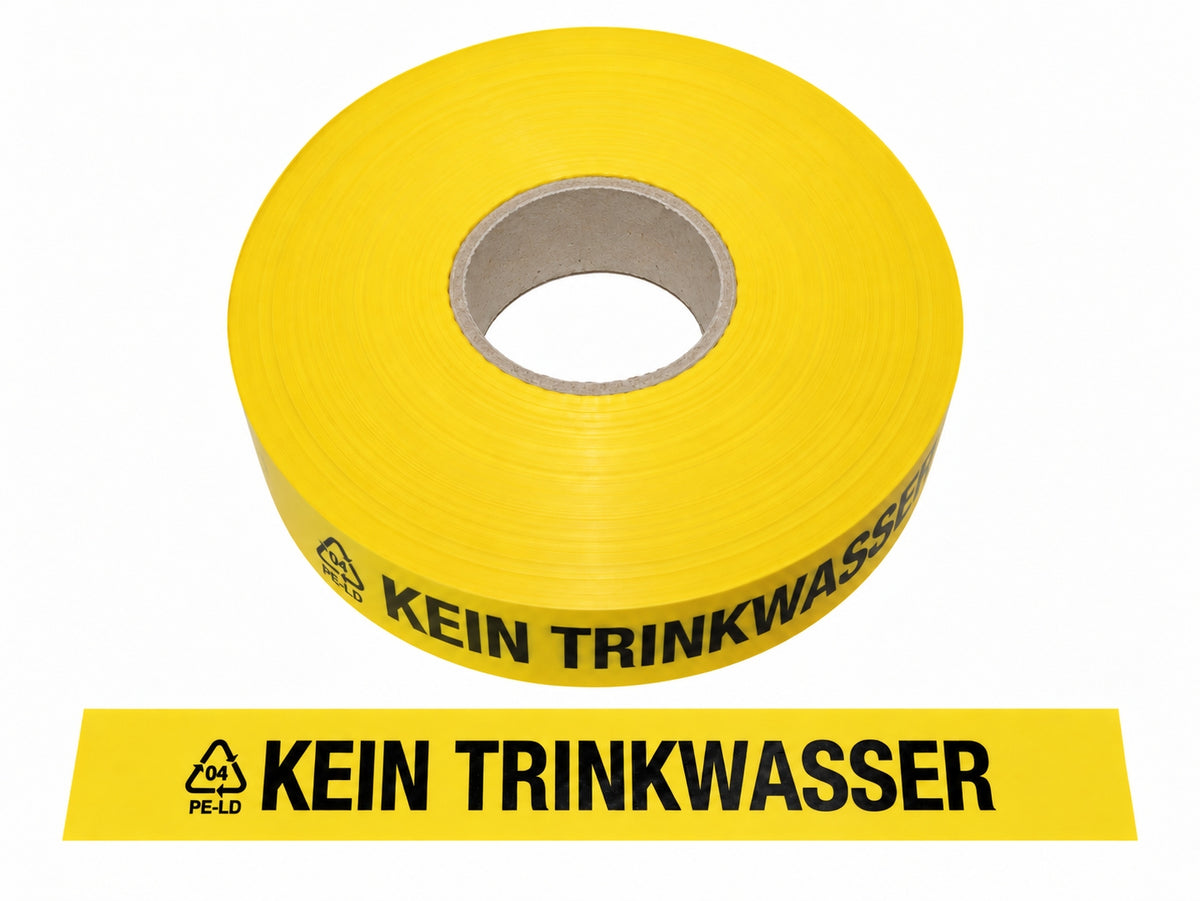 FLUID 20012 Trassenwarnband aus PE Gelb mit Aufdruck KEIN TRINKWASSER Länge 250m