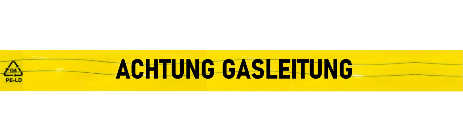 FLUID 20015 Ortungsband Trassenwarnband Gelb mit Aufdruck ACHTUNG GASLEITUNG Länge 250m
