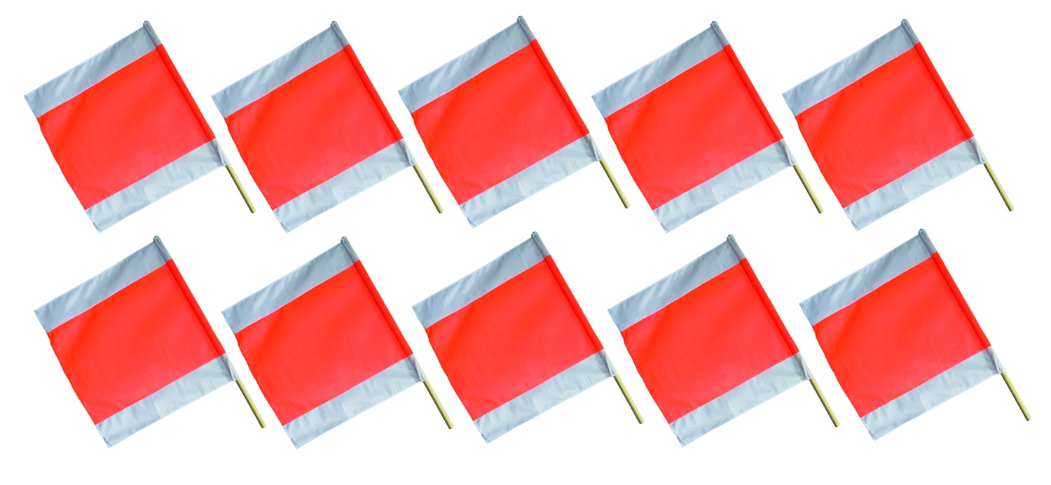 FLUID 90015 Warnfahne aus Polyester vollreflektierend Reflexfolie 500 x 500mm mit Holzstiel