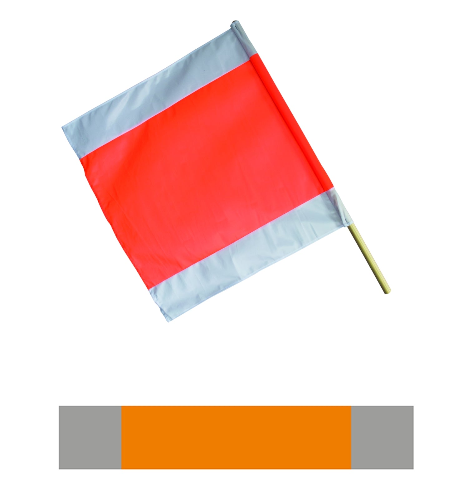 FLUID 90015 Warnfahne aus Polyester vollreflektierend Reflexfolie 500 x 500mm mit Holzstiel