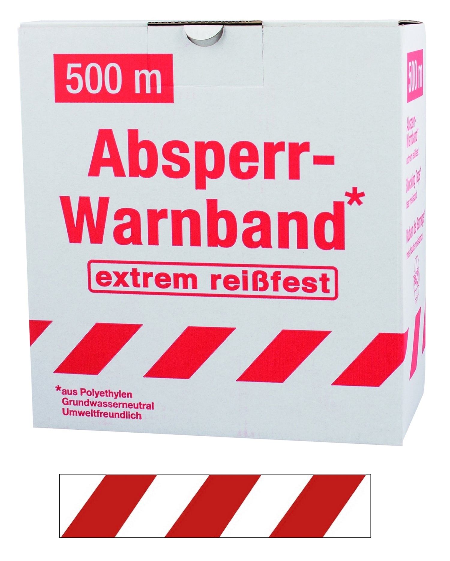 FLUID 100201 Absperrband Warnband EXTREM REISSFEST Rot Weiß quer gestreift Länge 500m