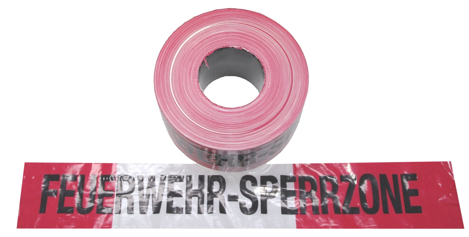 FLUID 10029 Absperrband Warnband EXTREM REISSFEST Rot Weiß mit Aufdruck FEUERWEHR-SPERRZONE Länge 500m
