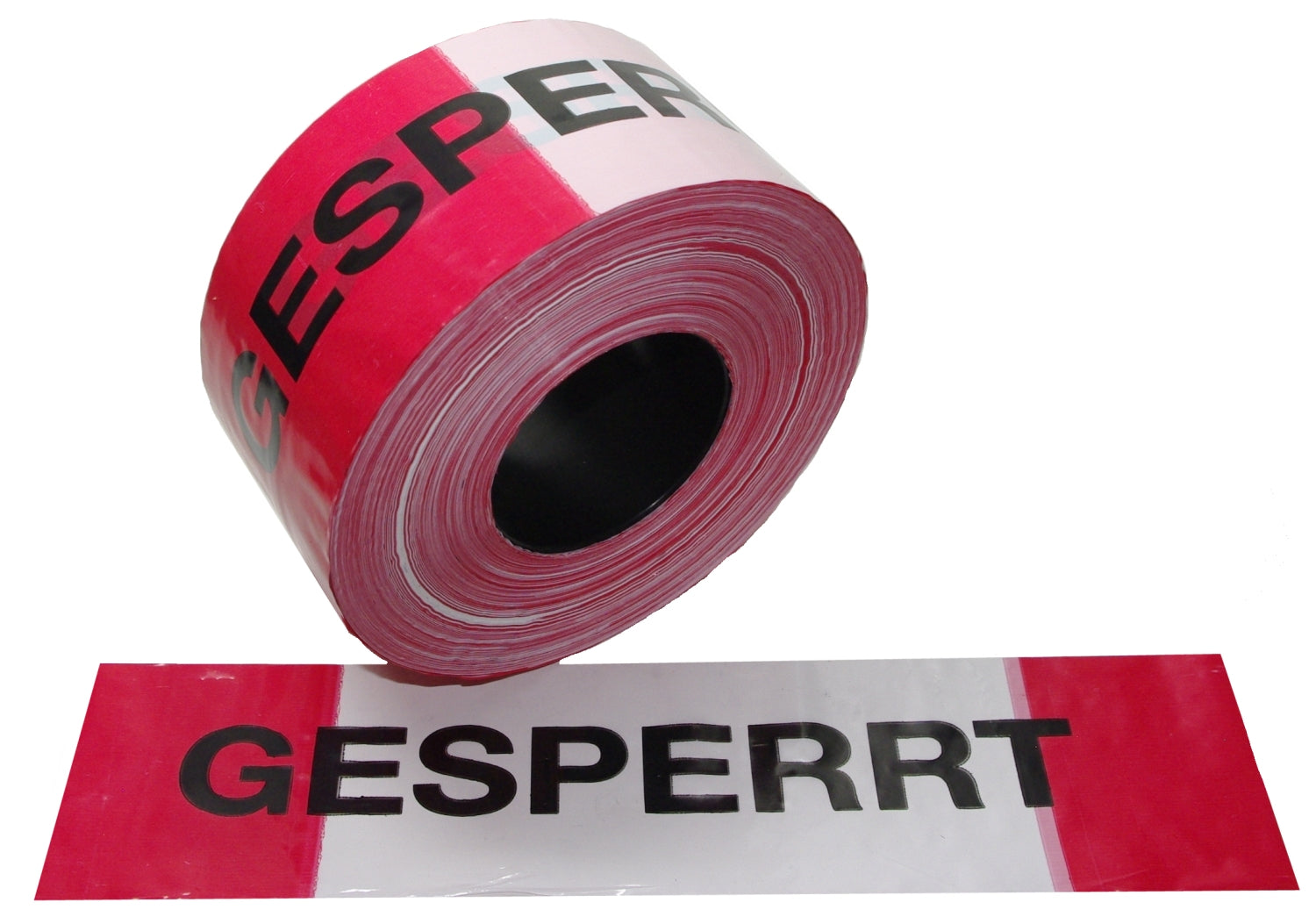FLUID 10032 Absperrband Warnband EXTREM REISSFEST Rot Weiß mit Aufdruck GESPERRT Länge 500m