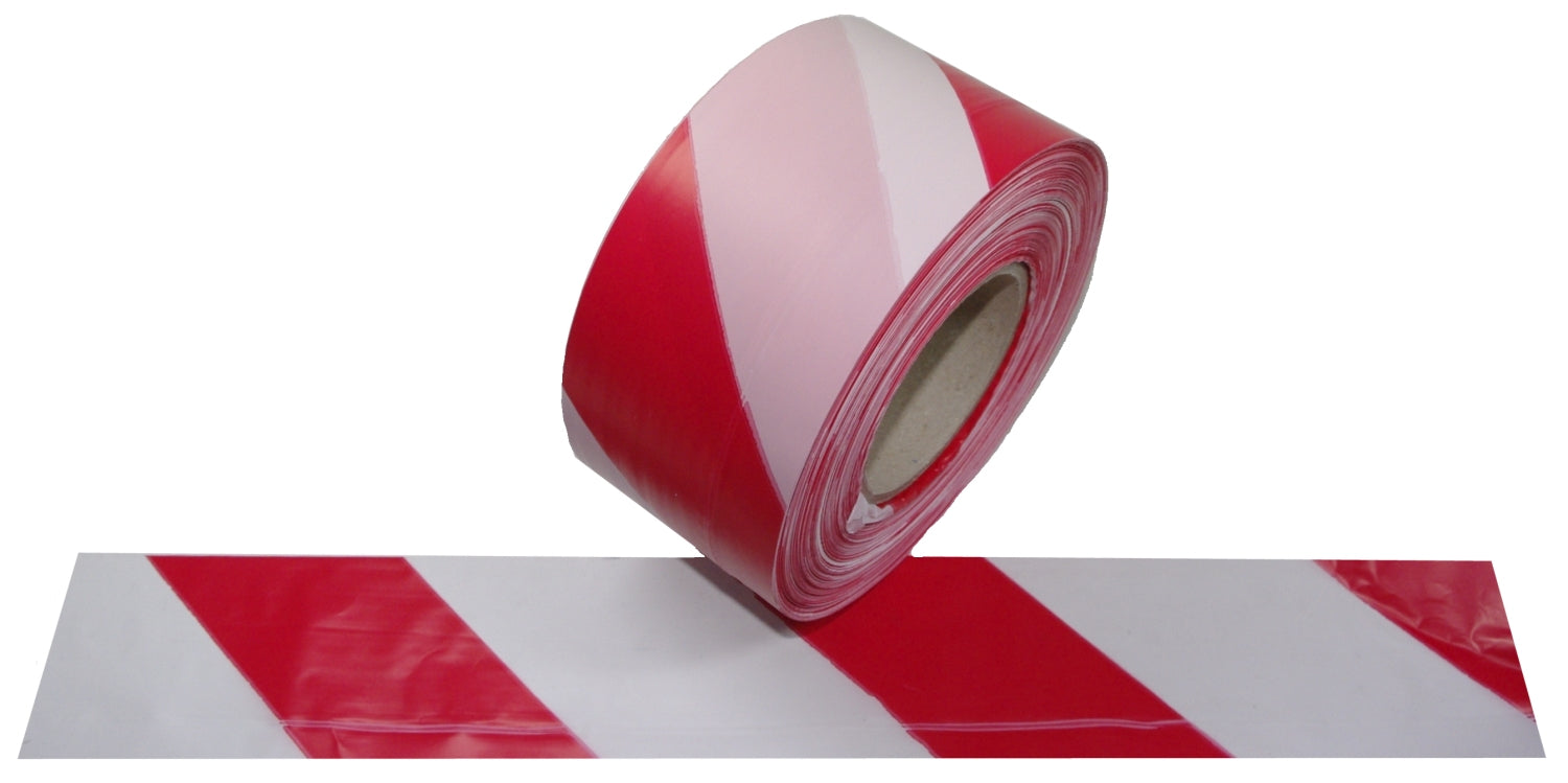 FLUID 100471 Absperrband Warnband ROBUST Rot Weiß quer gestreift Länge 500m