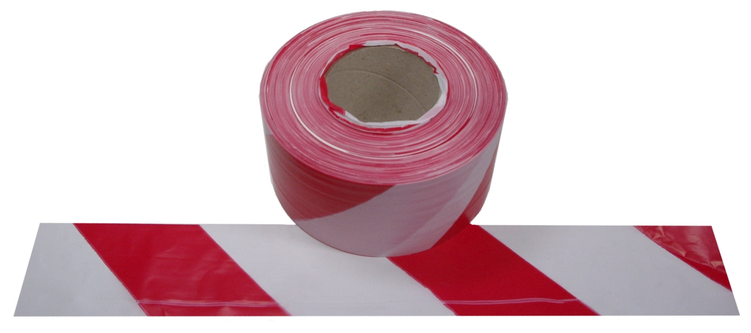 FLUID 100471 Absperrband Warnband ROBUST Rot Weiß quer gestreift Länge 500m
