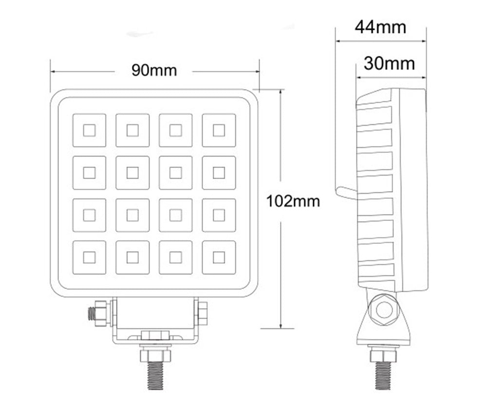 KAMAR L0154 LED Arbeitsscheinwerfer 16x LED quadratisch mit Schalter 12/24 Volt