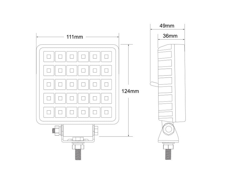 KAMAR L0156 LED Arbeitsscheinwerfer 30x LED quadratisch mit Schalter 12/24 Volt
