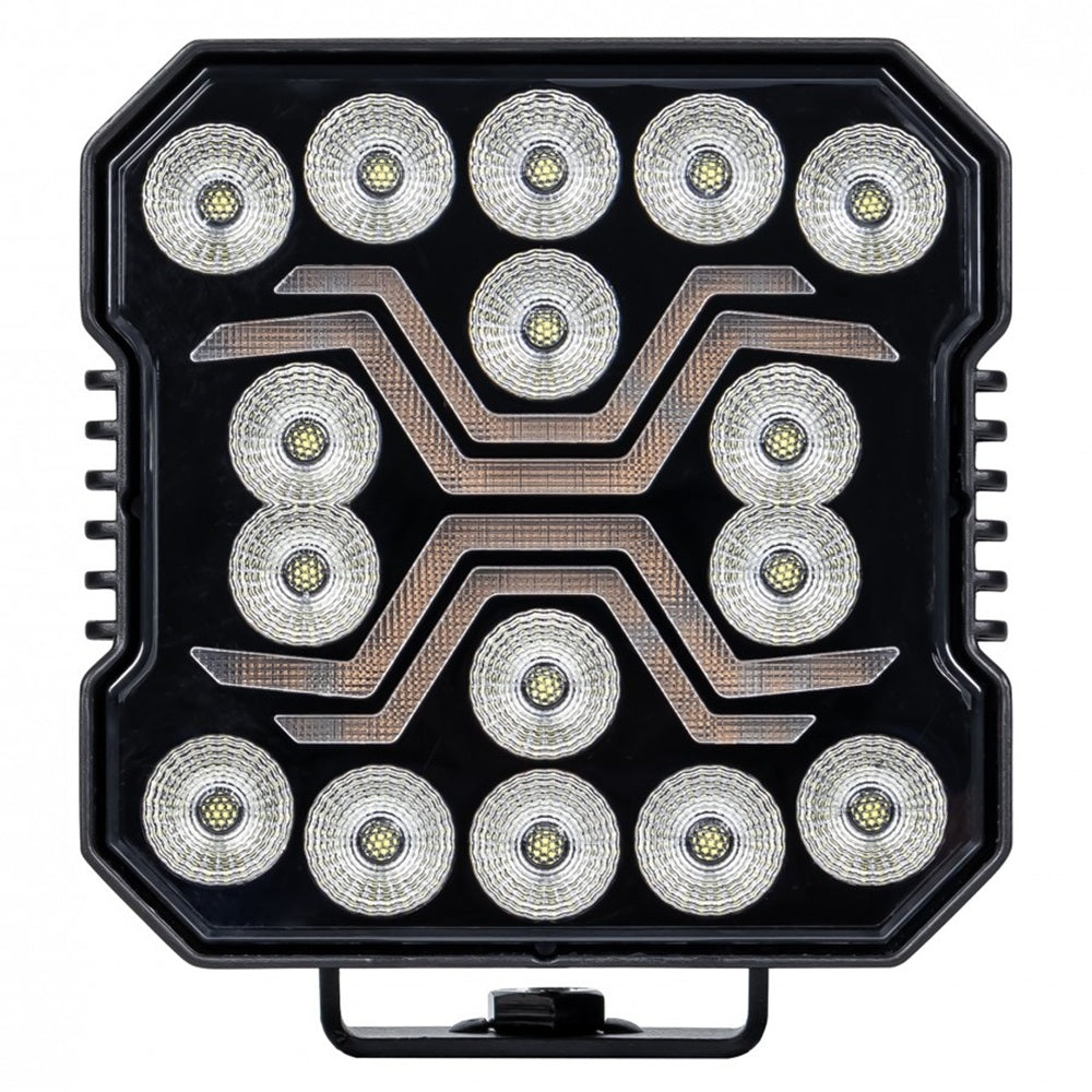 KAMAR L0194 LED Arbeitsscheinwerfer X-SPIDER 16x LED mit gelber LED-Lichtleiste 12/24 Volt