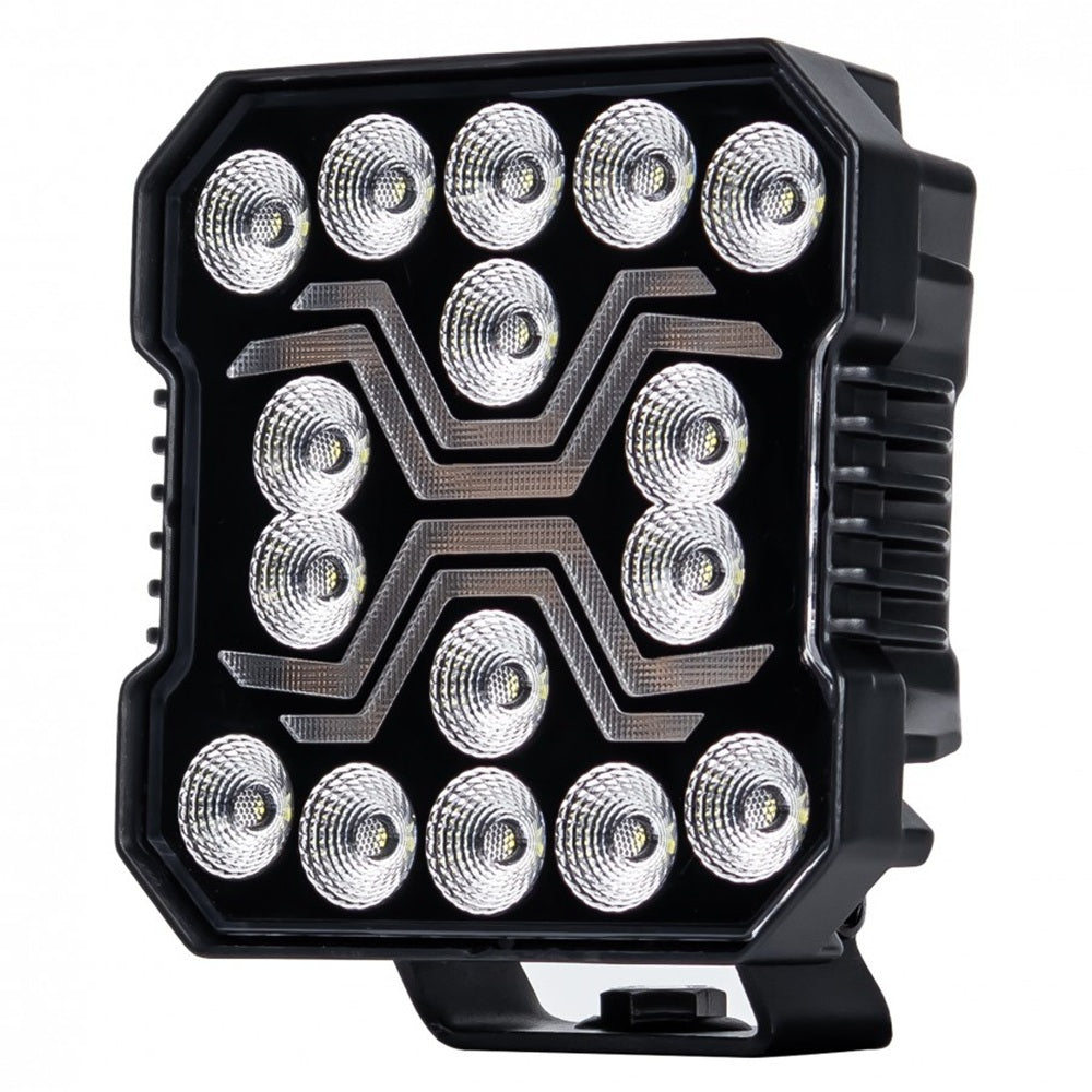 KAMAR L0194 LED Arbeitsscheinwerfer X-SPIDER 16x LED mit gelber LED-Lichtleiste 12/24 Volt