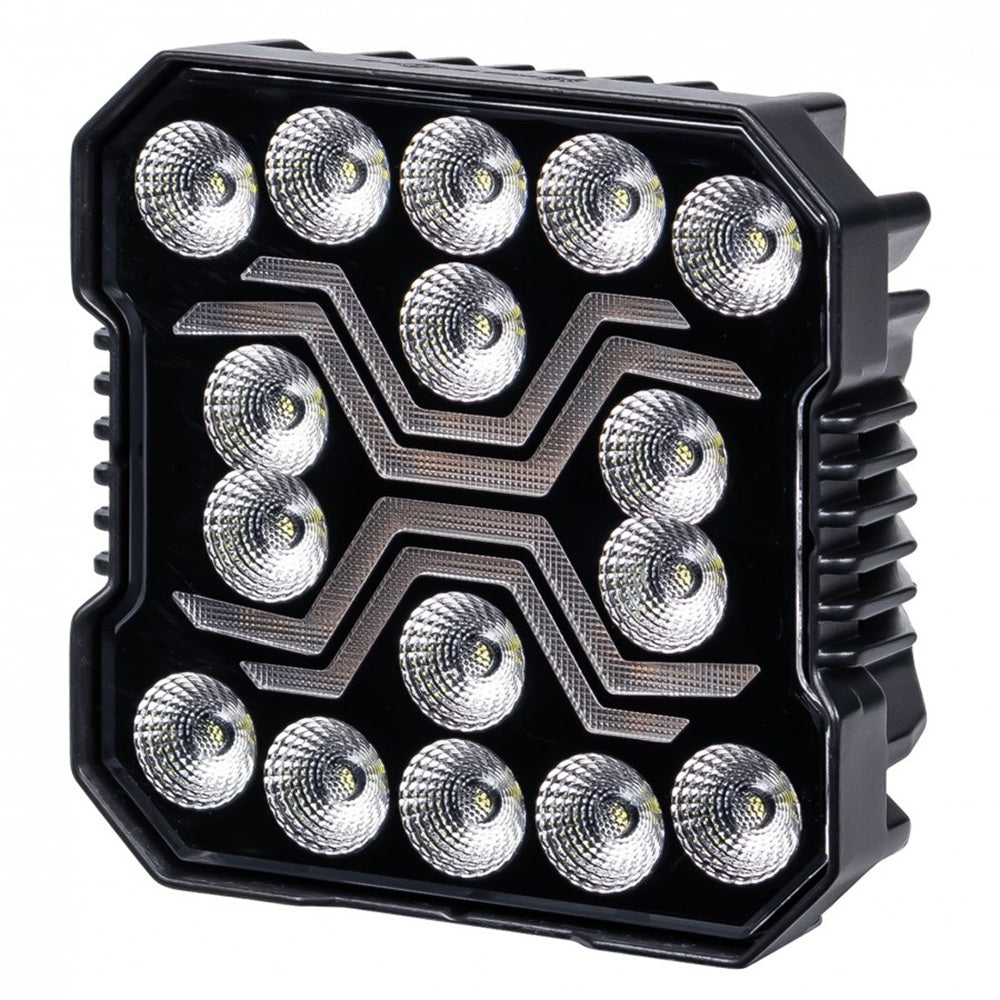 KAMAR L0194 LED Arbeitsscheinwerfer X-SPIDER 16x LED mit gelber LED-Lichtleiste 12/24 Volt