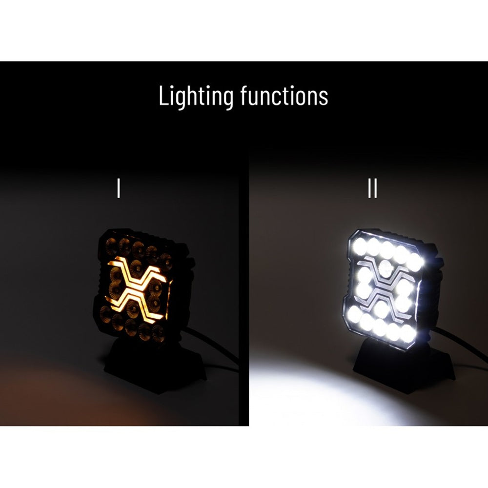 KAMAR L0194 LED Arbeitsscheinwerfer X-SPIDER 16x LED mit gelber LED-Lichtleiste 12/24 Volt