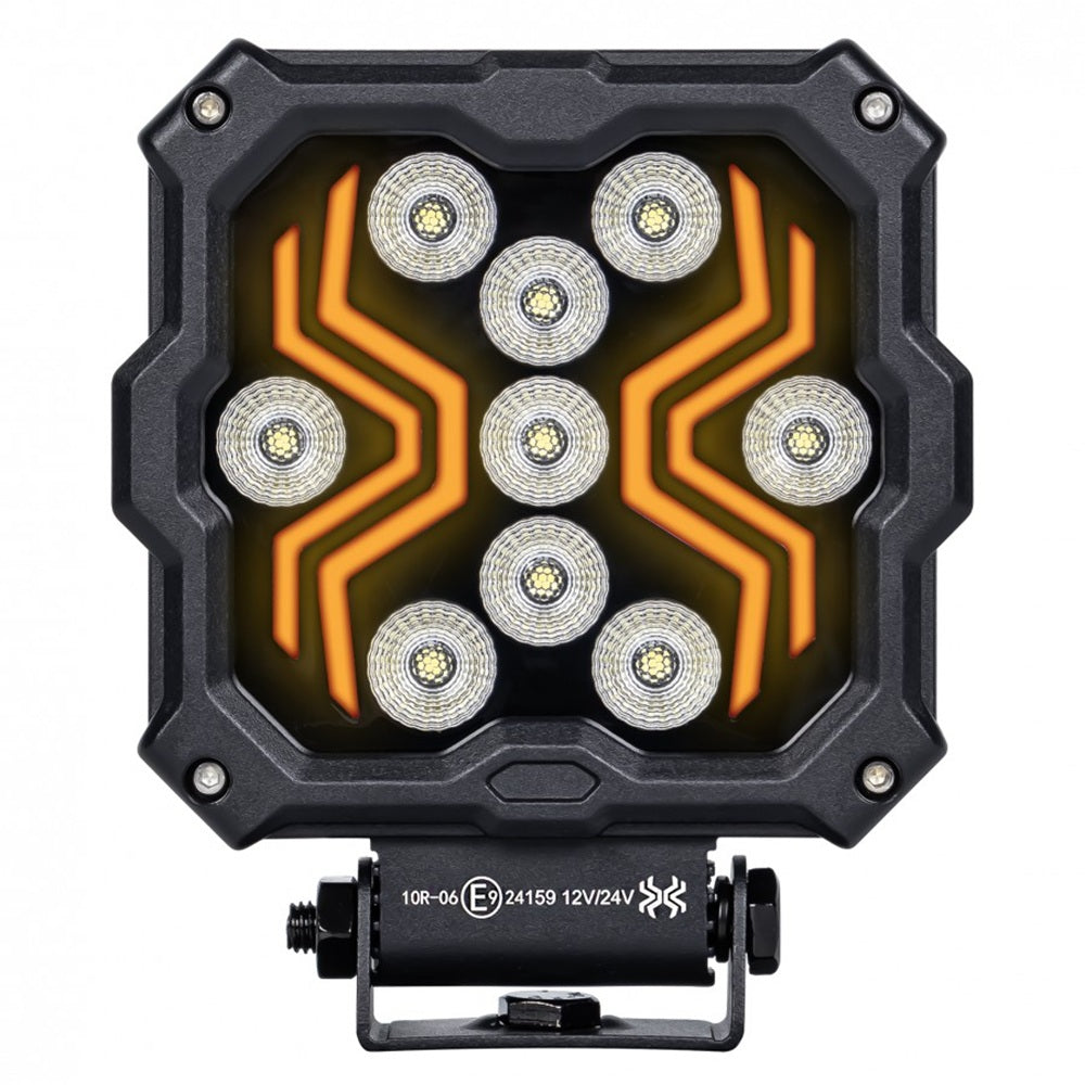 KAMAR L0195 LED Arbeitsscheinwerfer X-SPIDER 2 9x LED mit gelber LED-Lichtleiste 12/24 Volt