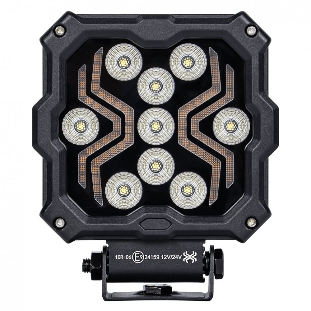 KAMAR L0195 LED Arbeitsscheinwerfer X-SPIDER 2 9x LED mit gelber LED-Lichtleiste 12/24 Volt