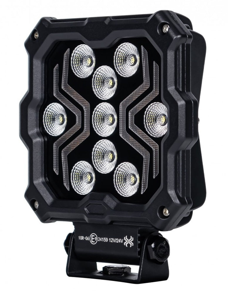 KAMAR L0195 LED Arbeitsscheinwerfer X-SPIDER 2 9x LED mit gelber LED-Lichtleiste 12/24 Volt