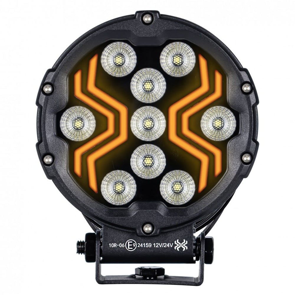 KAMAR L0196 LED Arbeitsscheinwerfer X-SPIDER 3 9x LED mit gelber LED-Lichtleiste 12/24 Volt