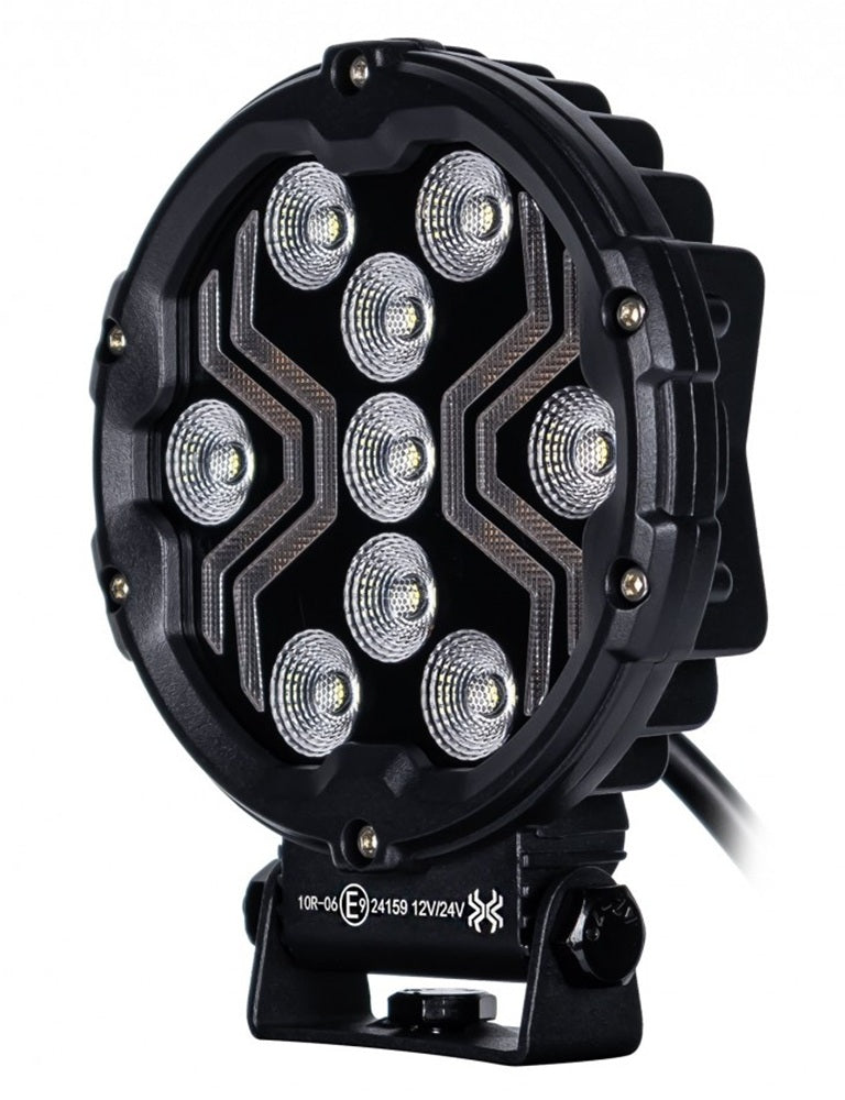 KAMAR L0196 LED Arbeitsscheinwerfer X-SPIDER 3 9x LED mit gelber LED-Lichtleiste 12/24 Volt