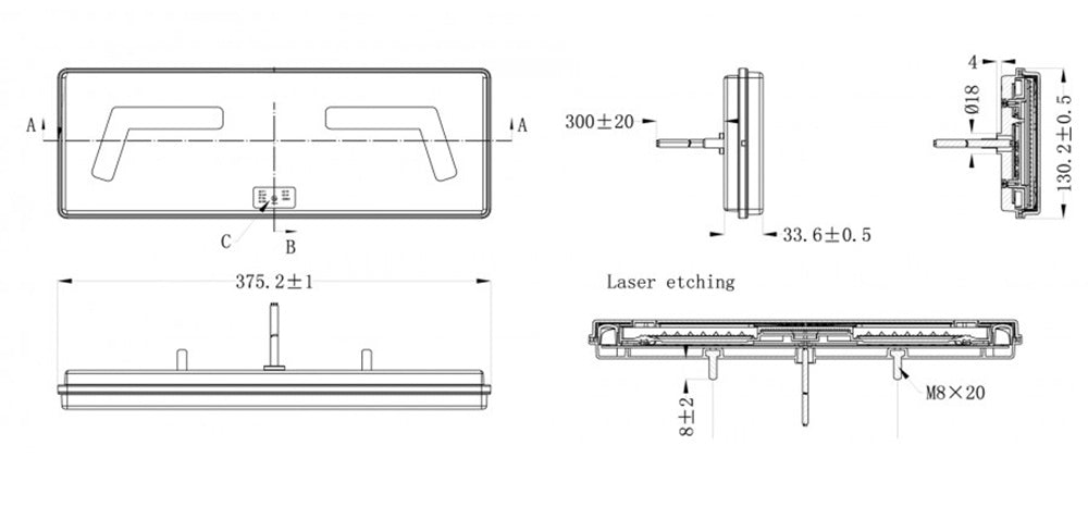 KAMAR L1859 LED Rückleuchte 96x LED links mit Dreieck 12/24 Volt