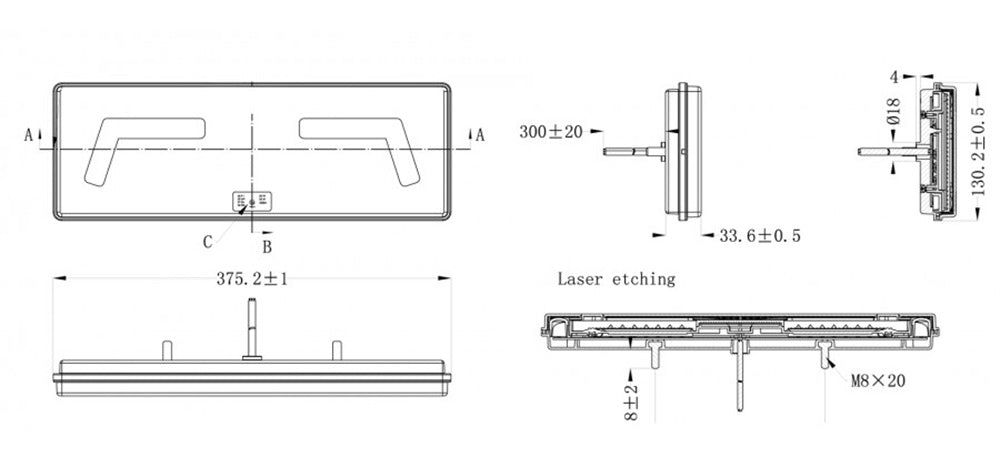 KAMAR L1860 LED Rückleuchte 96x LED rechts mit Dreieck 12/24 Volt