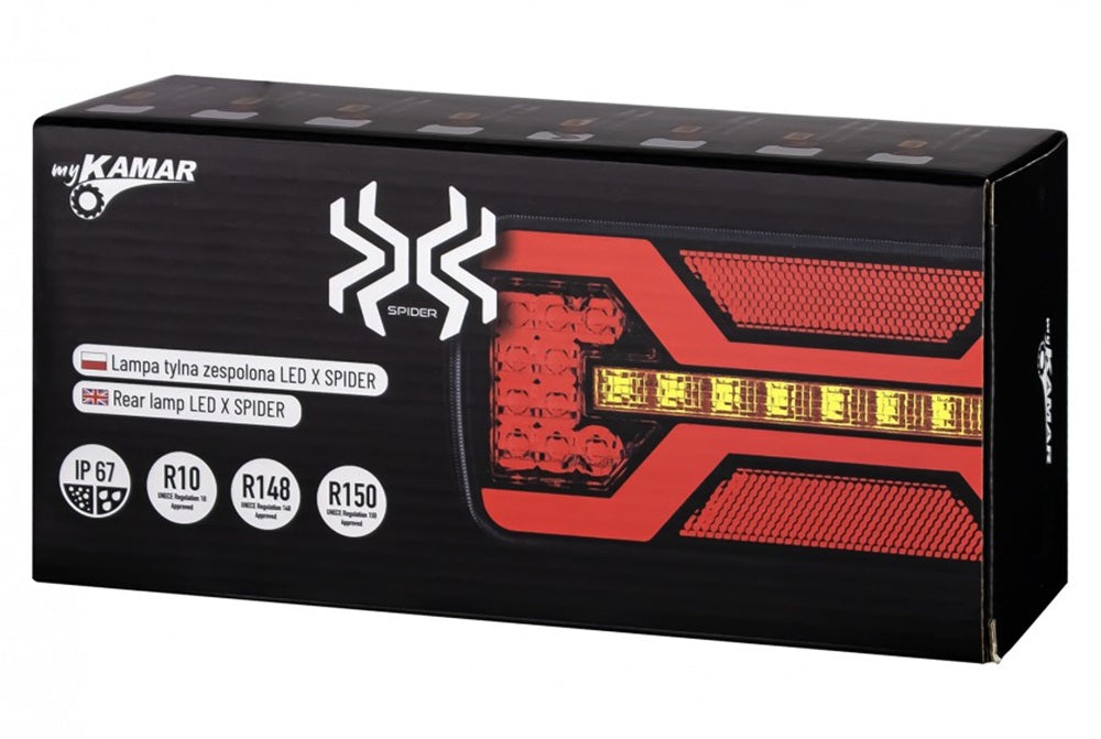 KAMAR L2430 LED Rückleuchte X-SPIDER 1 P/M NPL Bajonett 69x LED Nebelschlusslicht Kennzeichenlicht 10-30 Volt