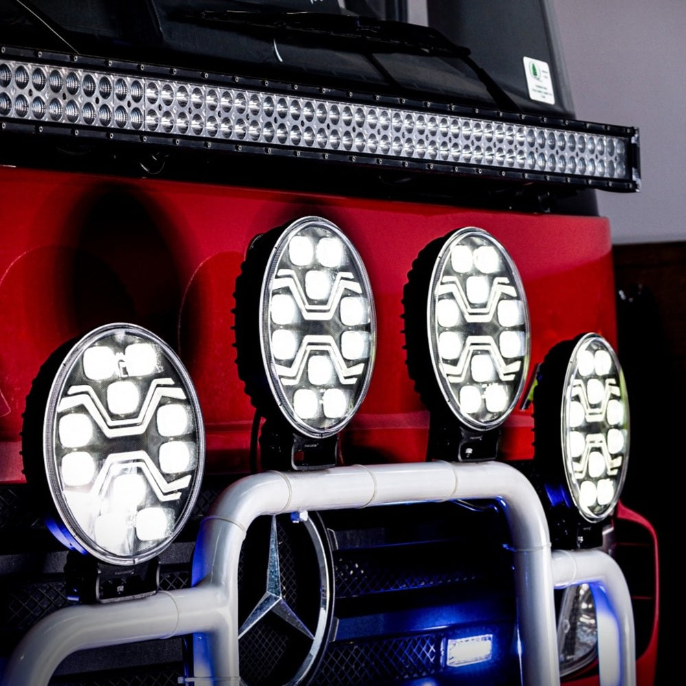 KAMAR L3440 LED Fernscheinwerfer X-SPIDER TOXIC mit Positionslicht und orangem Warnlicht 12/24 Volt