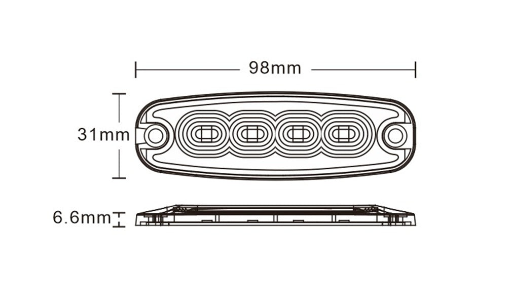 KAMAR LW0037-2 LED Stroboskoplicht 4x LED Slim 12/24 Volt Strobo Lampe