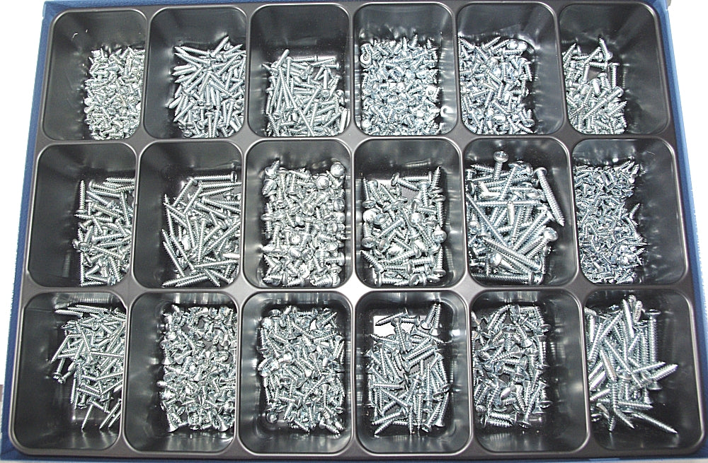 Sortiment 10053 Blechschrauben 1.650 teilig im Stahlblechkoffer