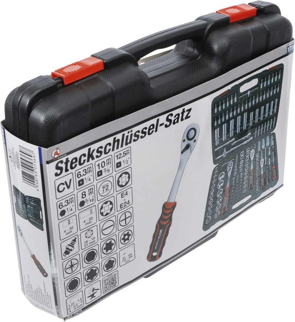 BGS DIY 15219 Satz Steckschlüssel Antrieb 6,3mm (1/4"), 10mm (3/8"), 12,5mm (1/2")
