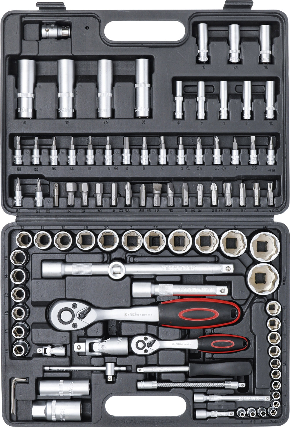 BGS DIY 2296 Satz Steckschlüssel Super Lock Antrieb 6,3mm (1/4") & 12,5mm (1/2") 94 teilig