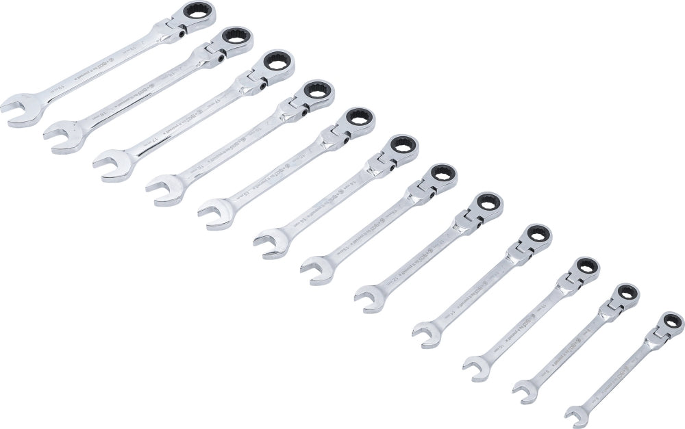 BGS DIY 30002 Satz Ratschenringmaulschlüssel flexible Köpfe SW 8 - 19mm 12 teilig