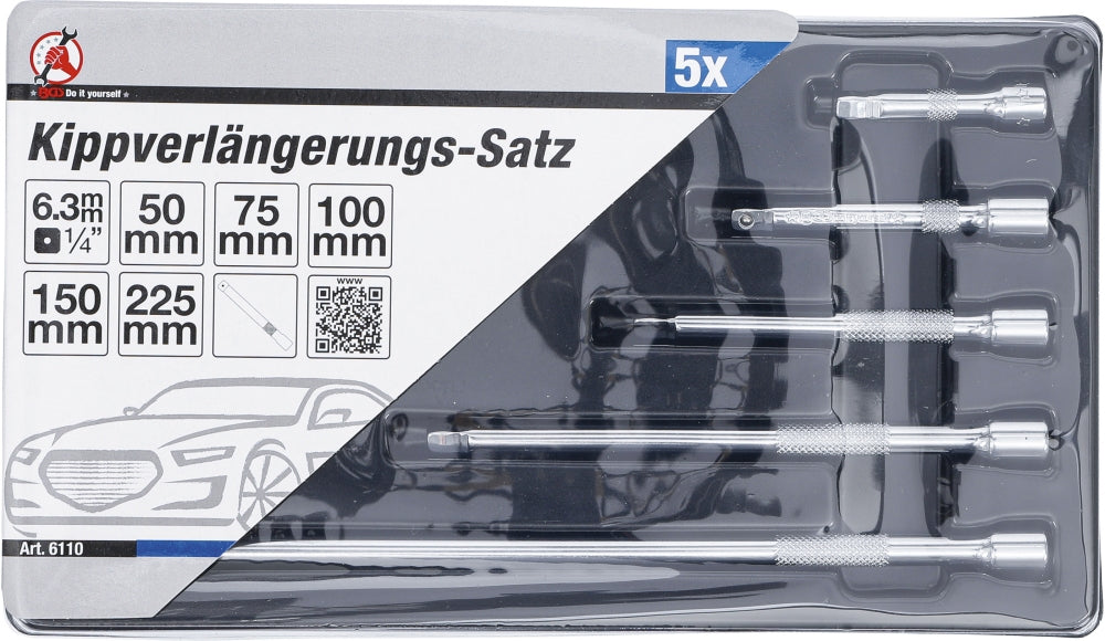 BGS DIY 6110 Satz Kippverlängerungen Antrieb 6,3mm (1/4") 5 teilig