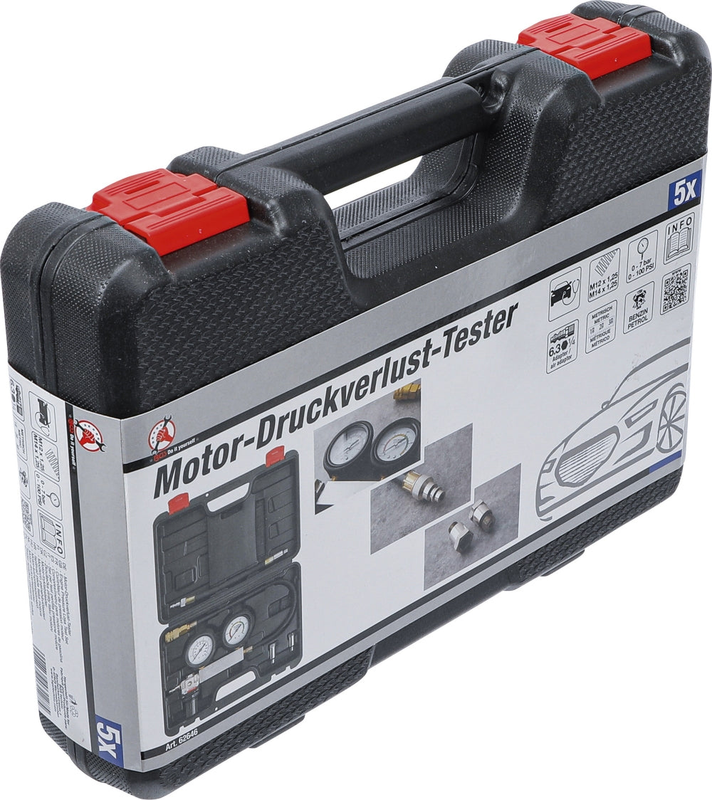 BGS DIY 62646 Satz Druckverlust Tester für Benzinmotoren mit Zündkerzengewinde M12 x 1,25 und M14 x 1,25