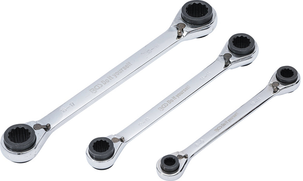 BGS DIY 6837 Satz Ratschenringschlüssel 4-in-1 SW 8 x 9 - 18 x 19mm