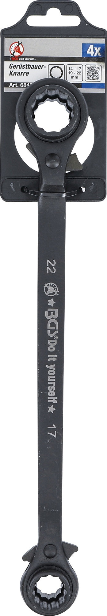 BGS DIY 6843 Gerüstbauerknarre SW 14 17 19 22mm 4-in-1