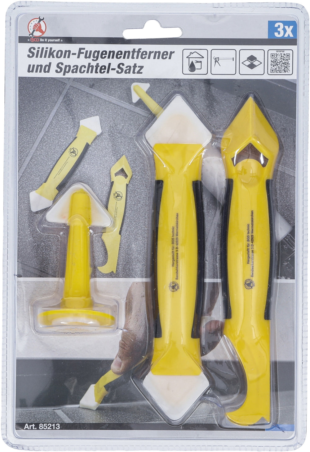 BGS DIY 85213 Satz Silikon Fugenentferner und Spachtel 3 teilig