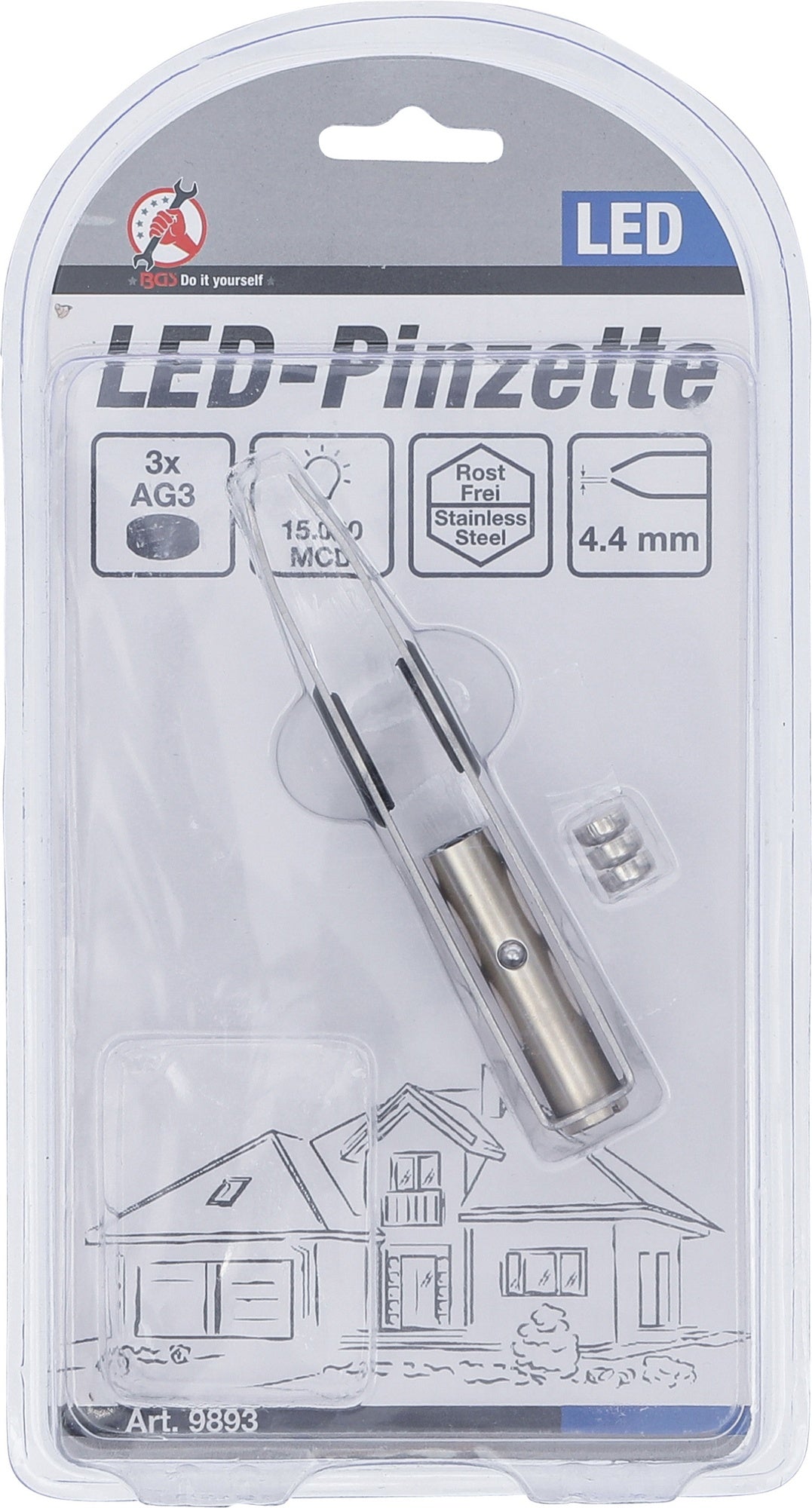 BGS DIY 9893 Pinzette mit LED-Licht