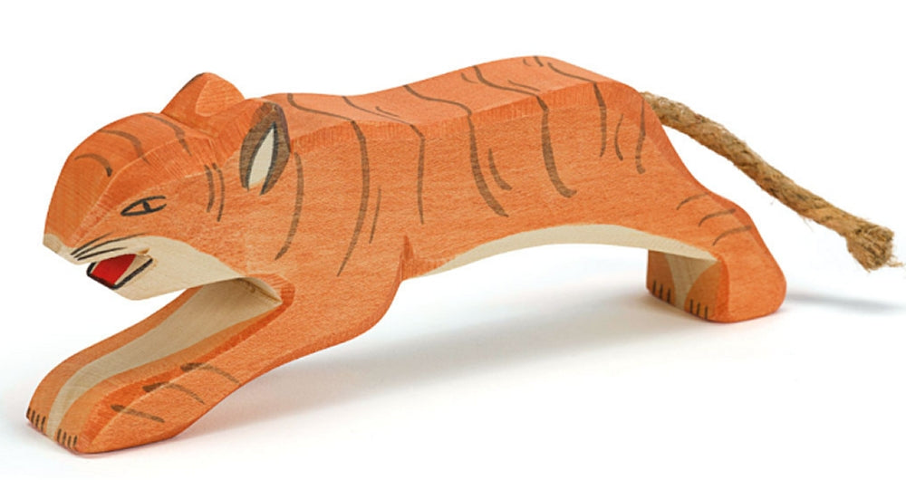 OSTHEIMER 20101 Tiger springend aus Holz Höhe 6cm Tiere aus aller Welt Raubkatze