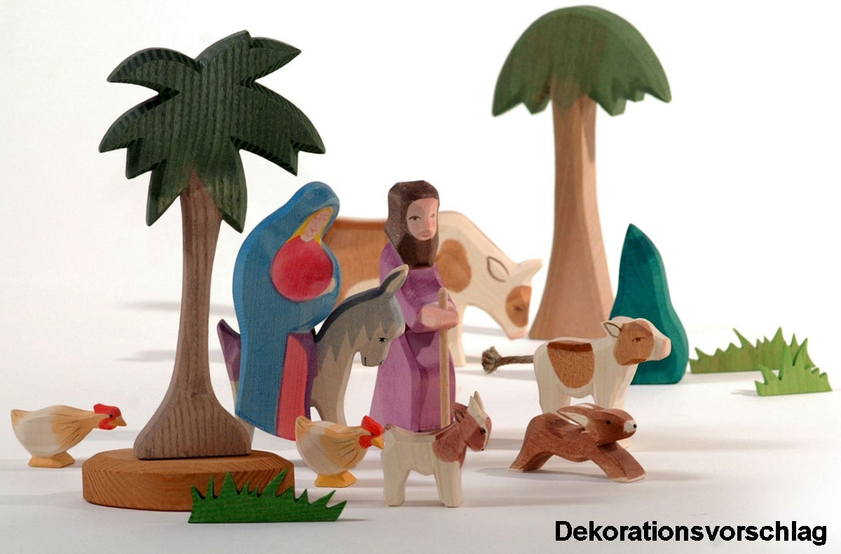 OSTHEIMER 4038 Set Maria auf Esel reitend aus Holz Höhe 16cm Weihnachten Krippenfiguren