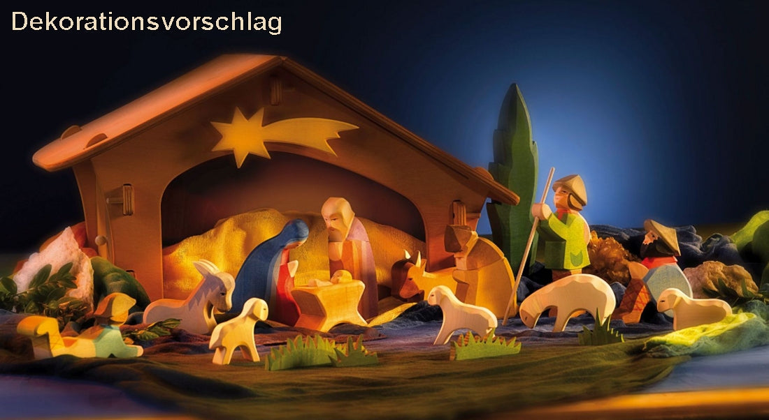 OSTHEIMER 40505 Hirte liegend aus Holz Höhe 6cm Weihnachten Krippenfiguren