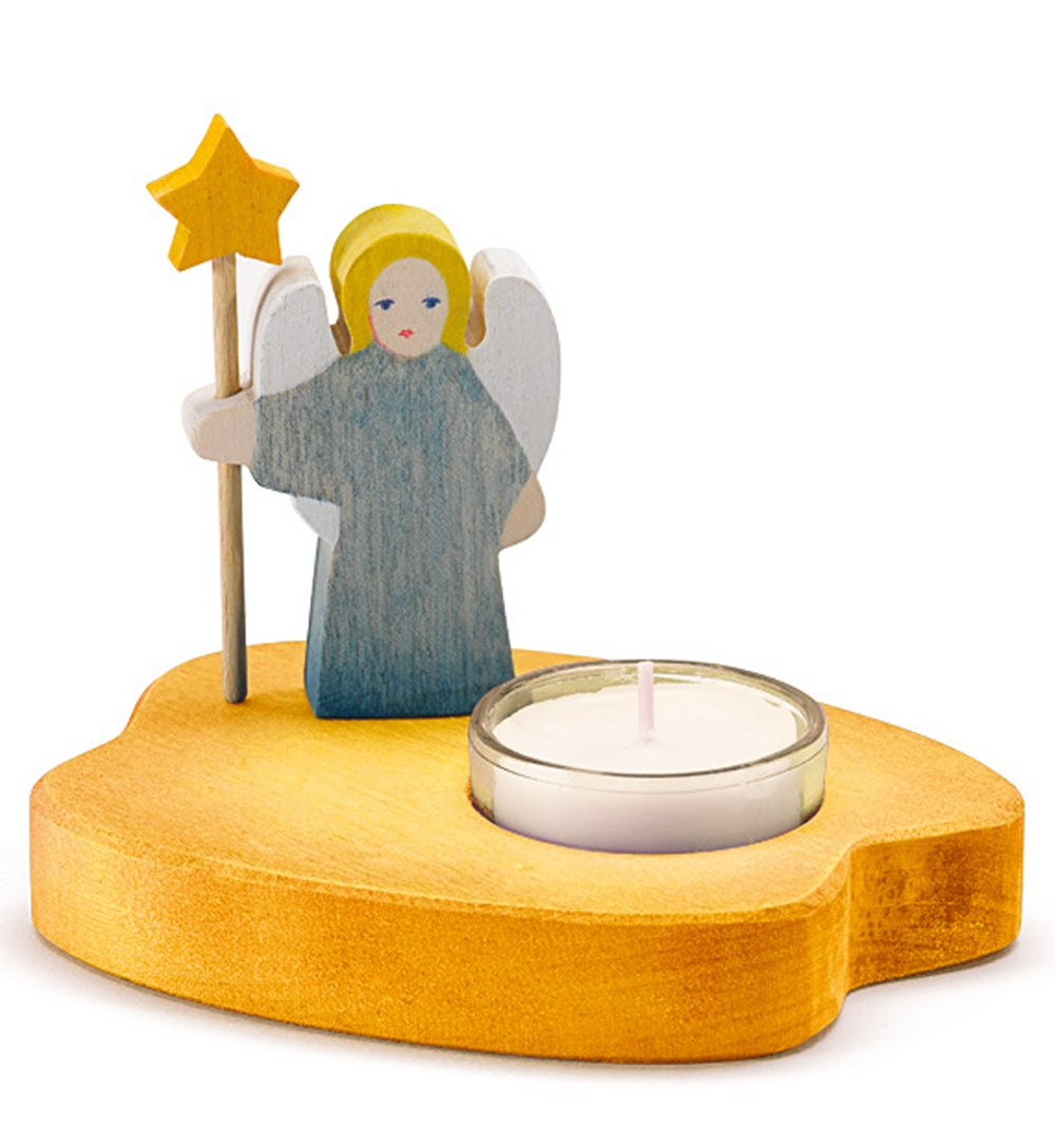 OSTHEIMER 5530281 Teelicht mit Engel blau Höhe 10cm Breite 12cm Weihnachtsschmuck