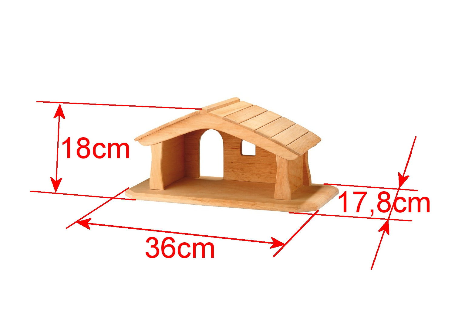 OSTHEIMER 65600 Stall Krippe MINI aus Holz 36 x 18 x 17,8cm Weihnachten Weihnachtskrippe