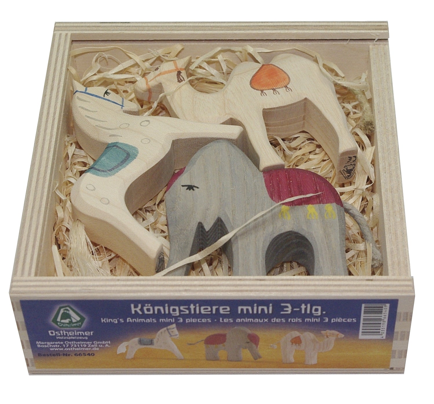 OSTHEIMER 66540 Königstiere Serie MINI 3 teilig mit Holzkiste Weihnachtskrippen Miniaturen