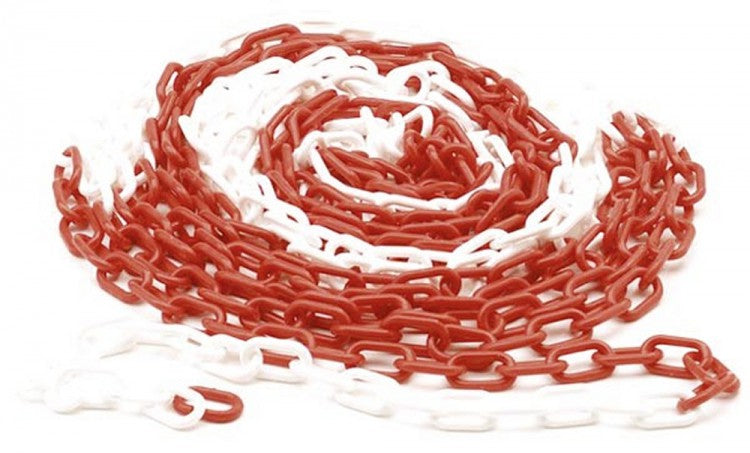 PEREL 1186-10 Absperrkette Kette rot weiß Länge 10m / 10 Meter - 6mm Glieder