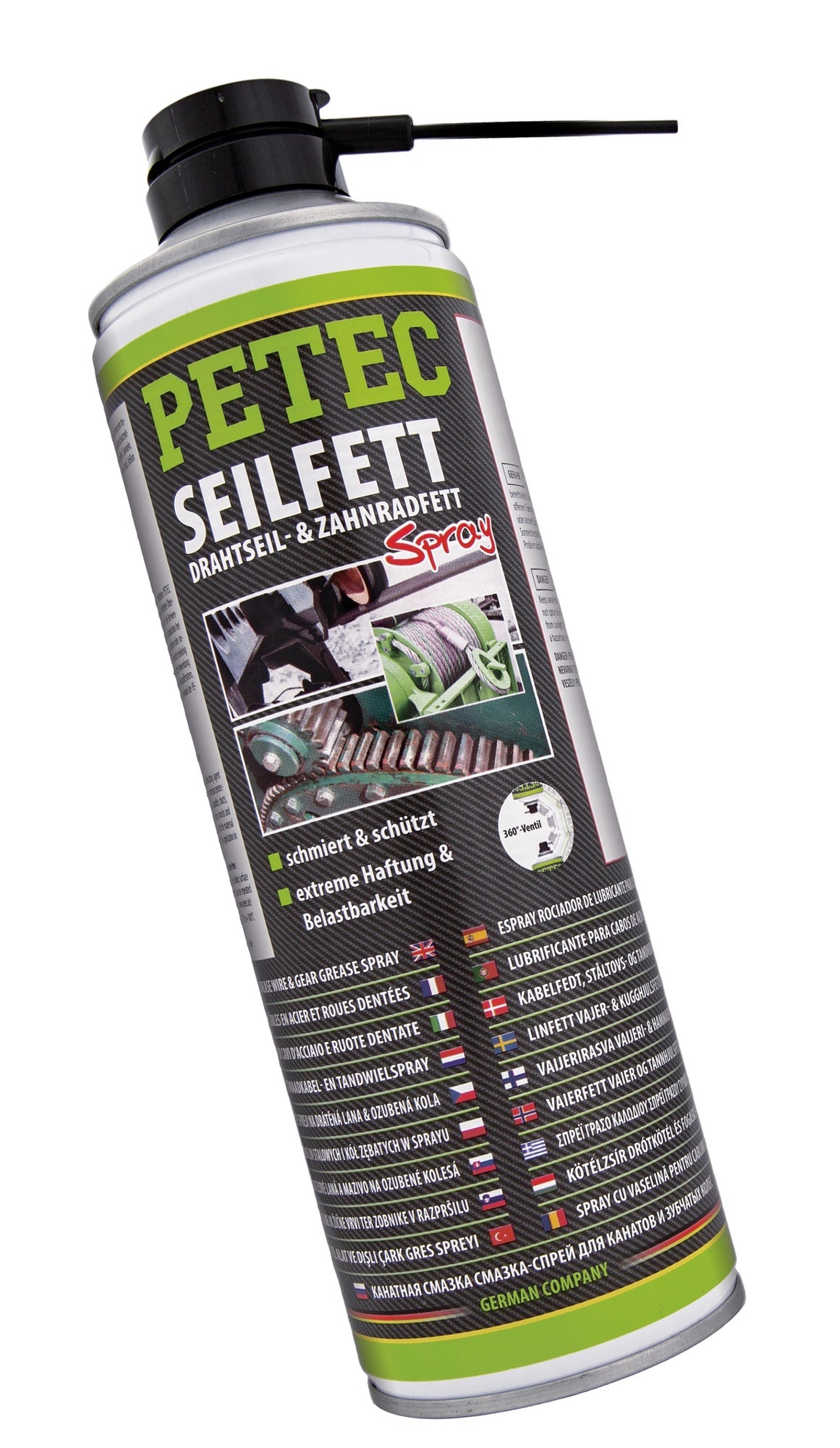 PETEC 71650 Seilfett Drahtseil Zahnradfett Spray 500ml Langzeitschmiermittel